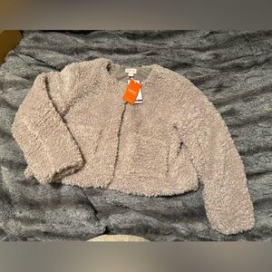 Sophia Vergara Faux Fur Fluffy Cropped Jacket